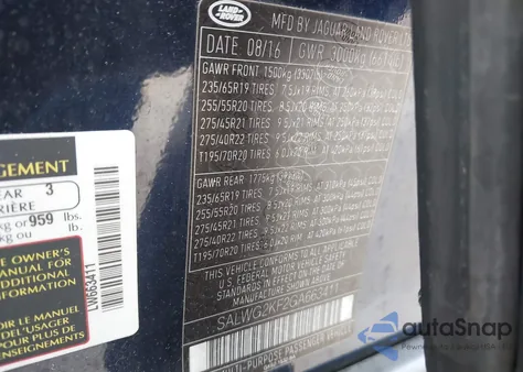 2016 Land Rover Range Rover Sport Se z USA, uszkodzony, nr VIN SALWG2KF2GA663411